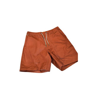 Men's LIVSN flex canvas Flat Front Shorts M Brown White k7